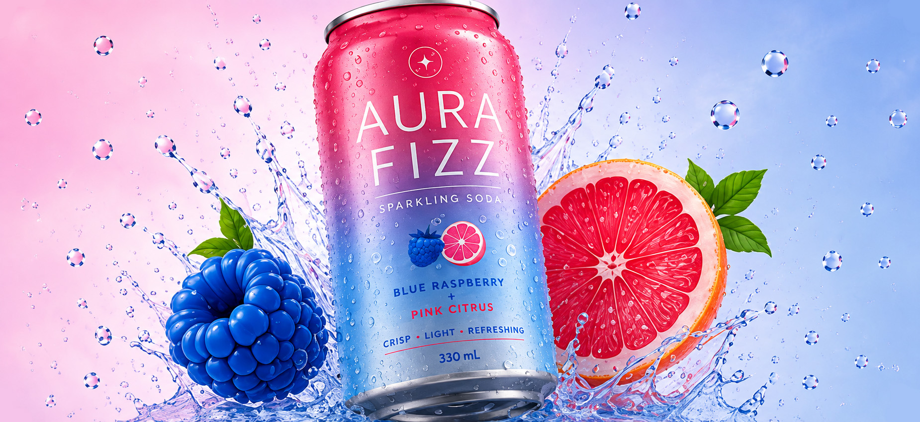 Aura Fizz Blue Raspberry and Pink Citrus