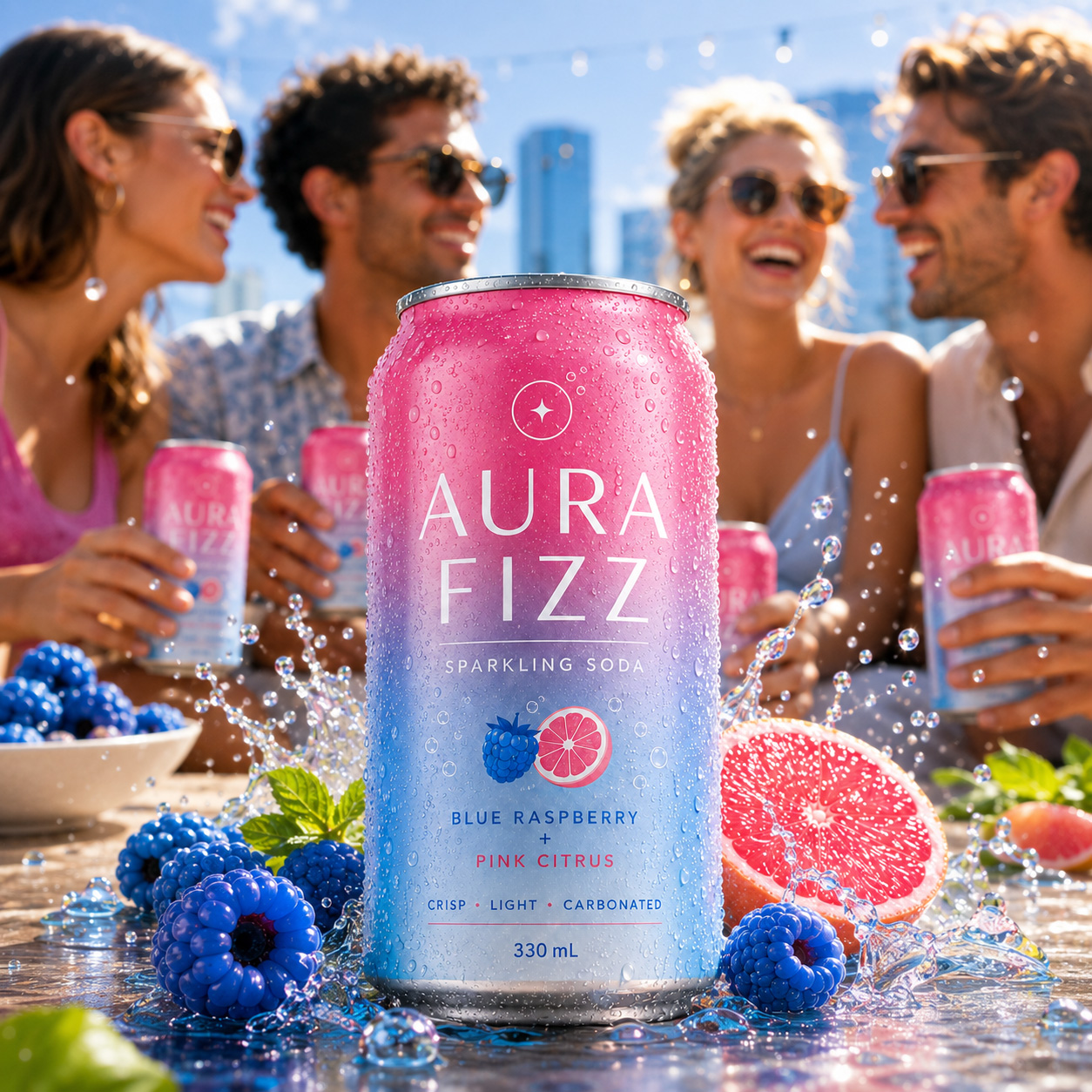 Enjoying Aura Fizz with friends
